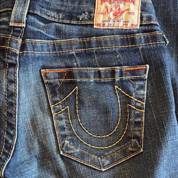 True Religion Women's Dark Distressed Blue Jeans - Picture 2 of 11